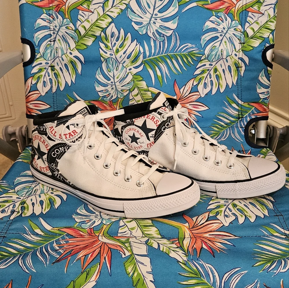 Converse Chuck Taylor White and Black Graphic High-Tops - Picture 2 of 10